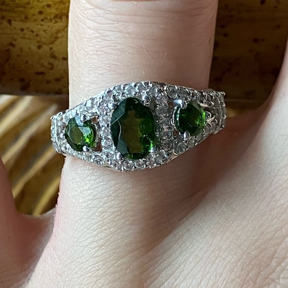 Natural Chrome Diopside Sterling Silver Ring Size 7.75